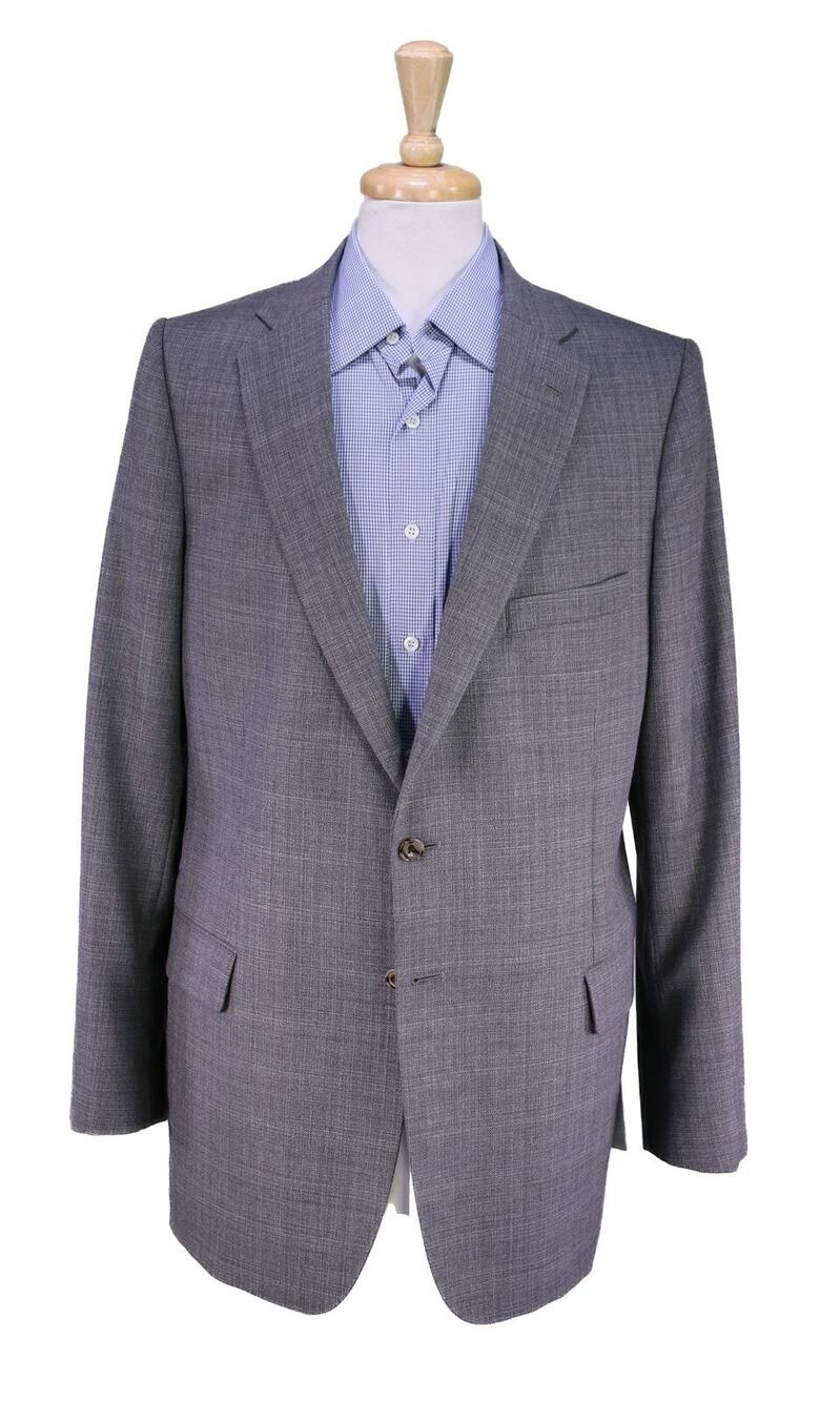 Tom James Custom Tailored Gray Knit Woven Silk 2 Button Blazer Sportcoat 42L